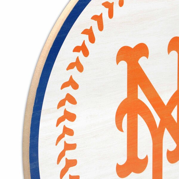 New York Mets Logo Baseball Round Wood Wall Decor Open Road Brands